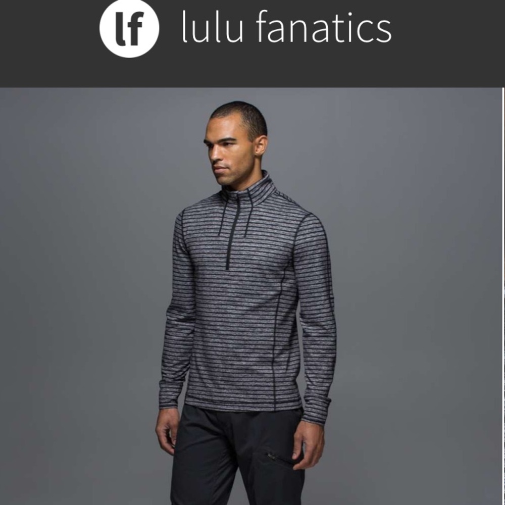 Men’s Lululemon Sweat Session 1/2 Zip Medium Raven Stripe Black Heathered Black
